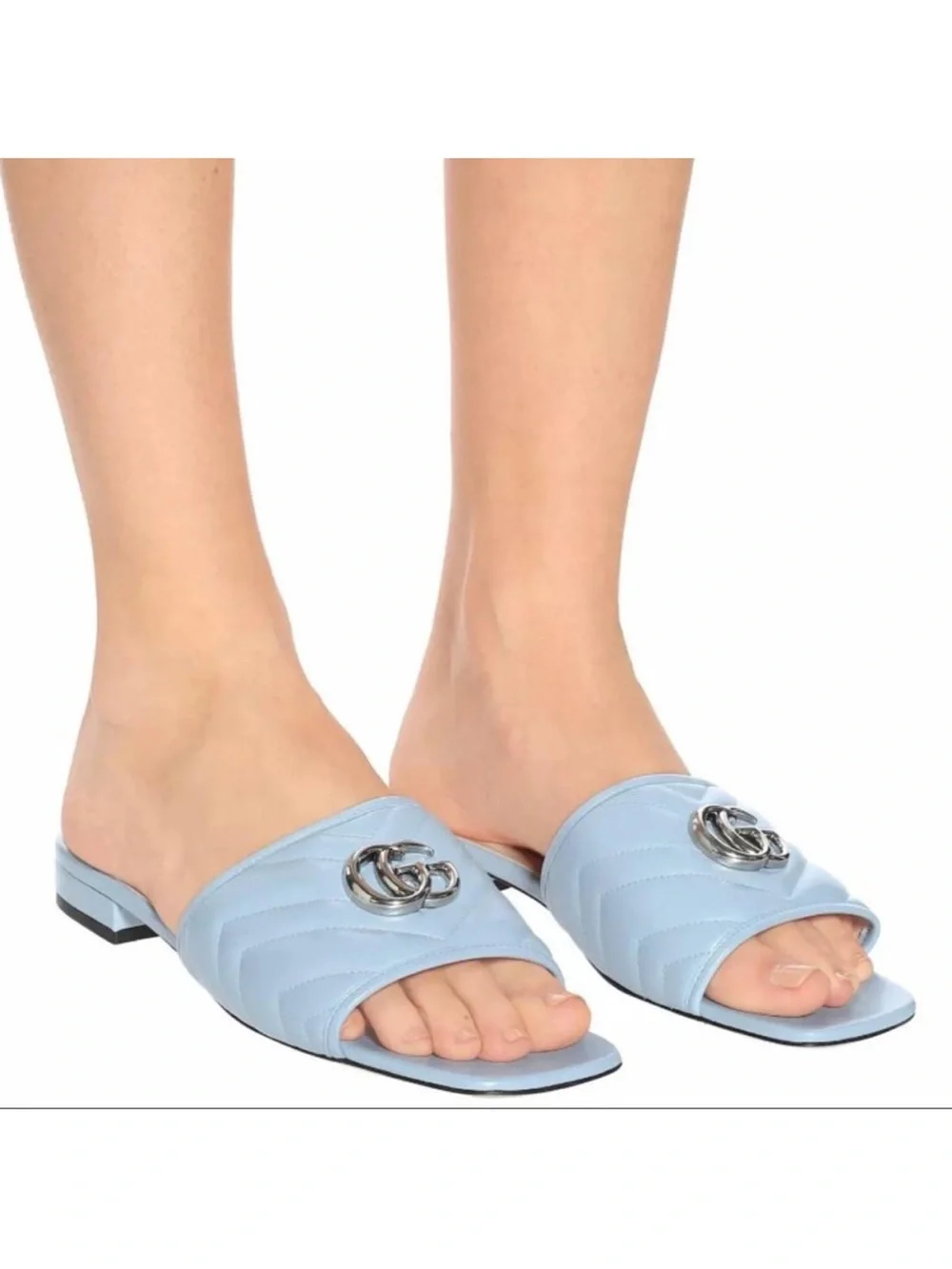 GUCCI Jolie Marmont GG logo quilted leather slides sandals slippers